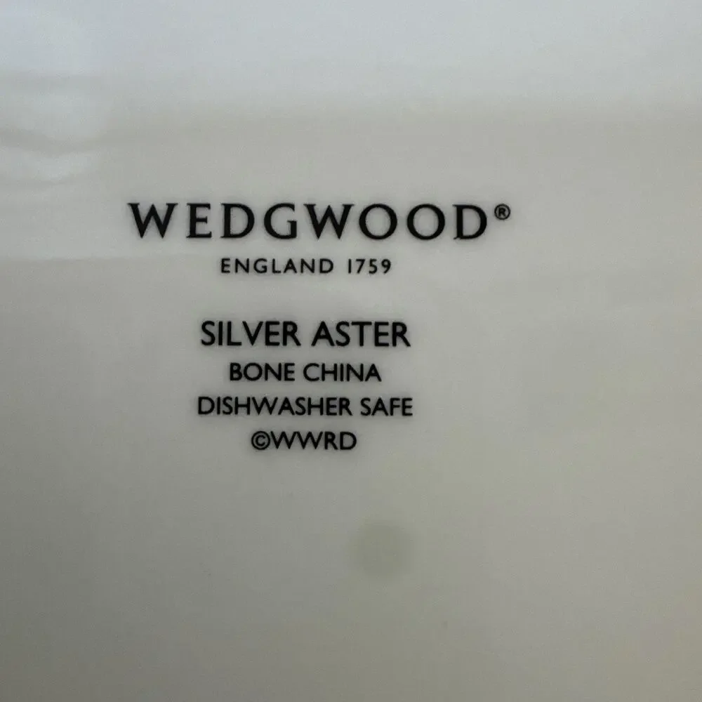 6 Wedgwood Silver Aster Bread & Butter Plates - Fine Bone China - Platinum Trim